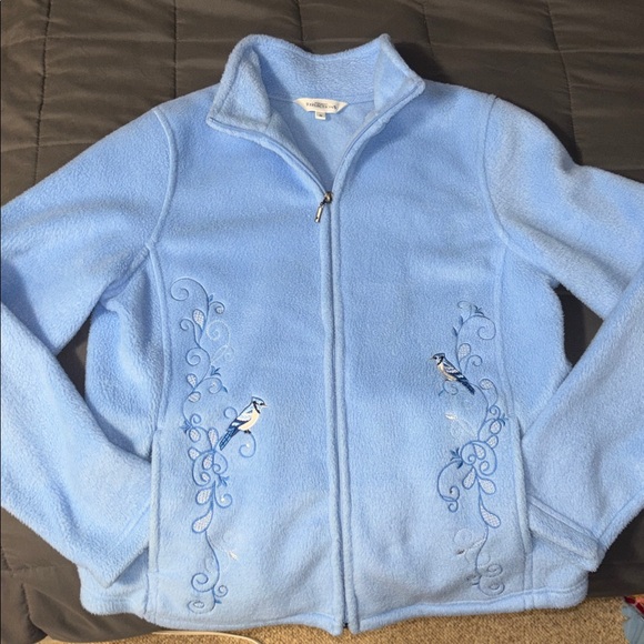 Northern Reflections Sweaters - Northern Reflection Embroidered Blue Jay Fleece Jacket